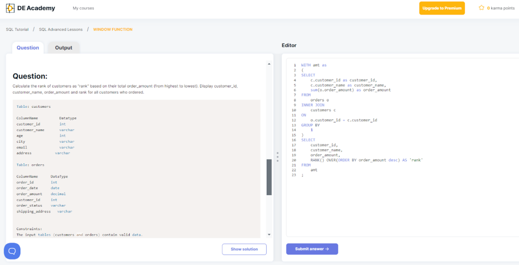 DE Academy Course Simulator